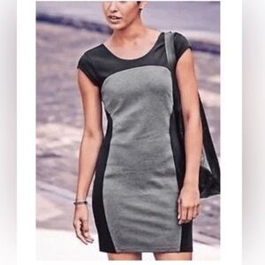 Athleta Illusion gray and black bodycon colorblock casual dress Size Small